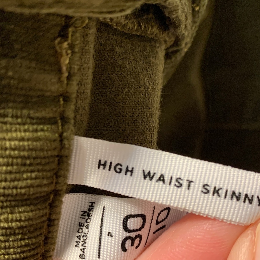 Olive Green Corduroy PantsLoft size 10 high waist skinny - Picture 4 of 6